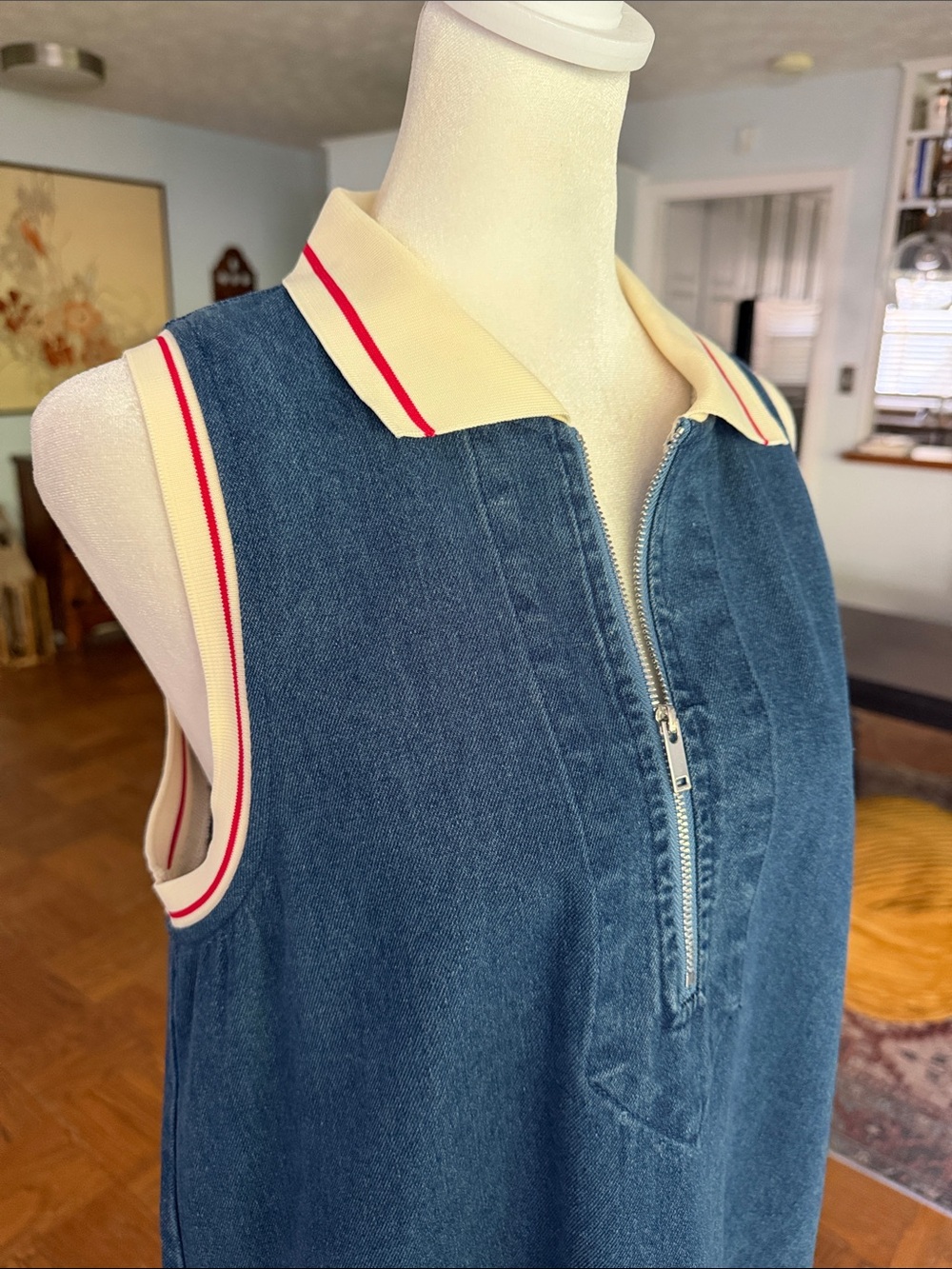 Entro Collared Denim Shift Dress | Like New - Picture 3 of 7